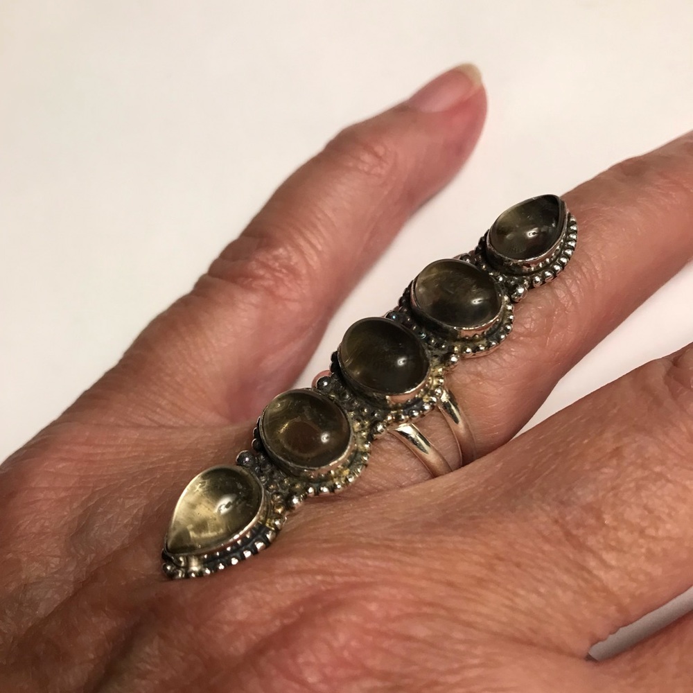 Smokey Topaz Stamped 925 Sterling Silver Ring